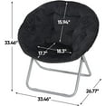 thumbnail image 2 of Faux Fur Chair, Folding Chair Soft Lounge Chair, Portable Moon Chair for Bedroom, Dorm Rooms, Apartments, Lounging, Garden and Courtyard, Black, 2 of 15