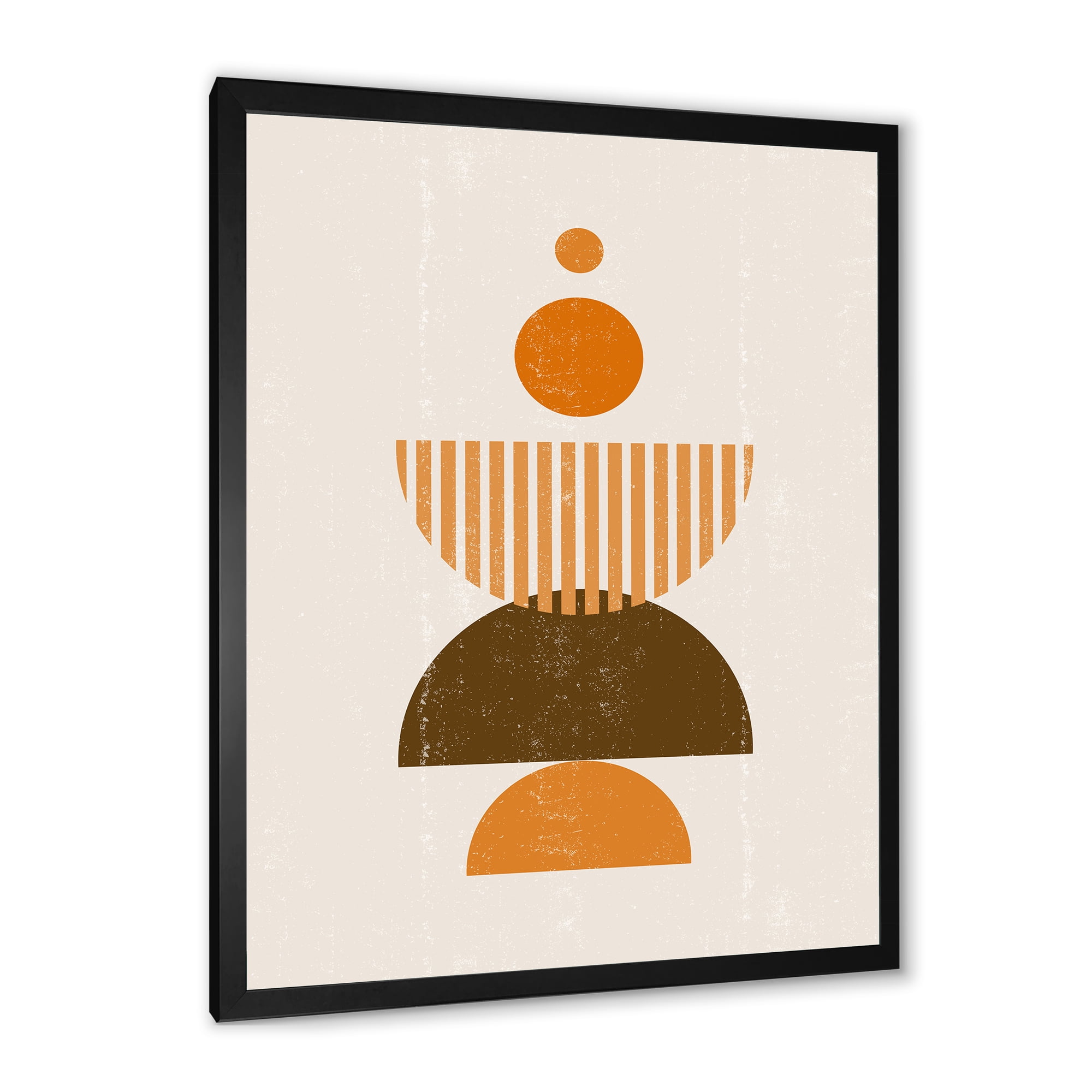 Designart 'Abstract Minimal Moon and Sun In Earth Tones I' Modern Framed Art Print