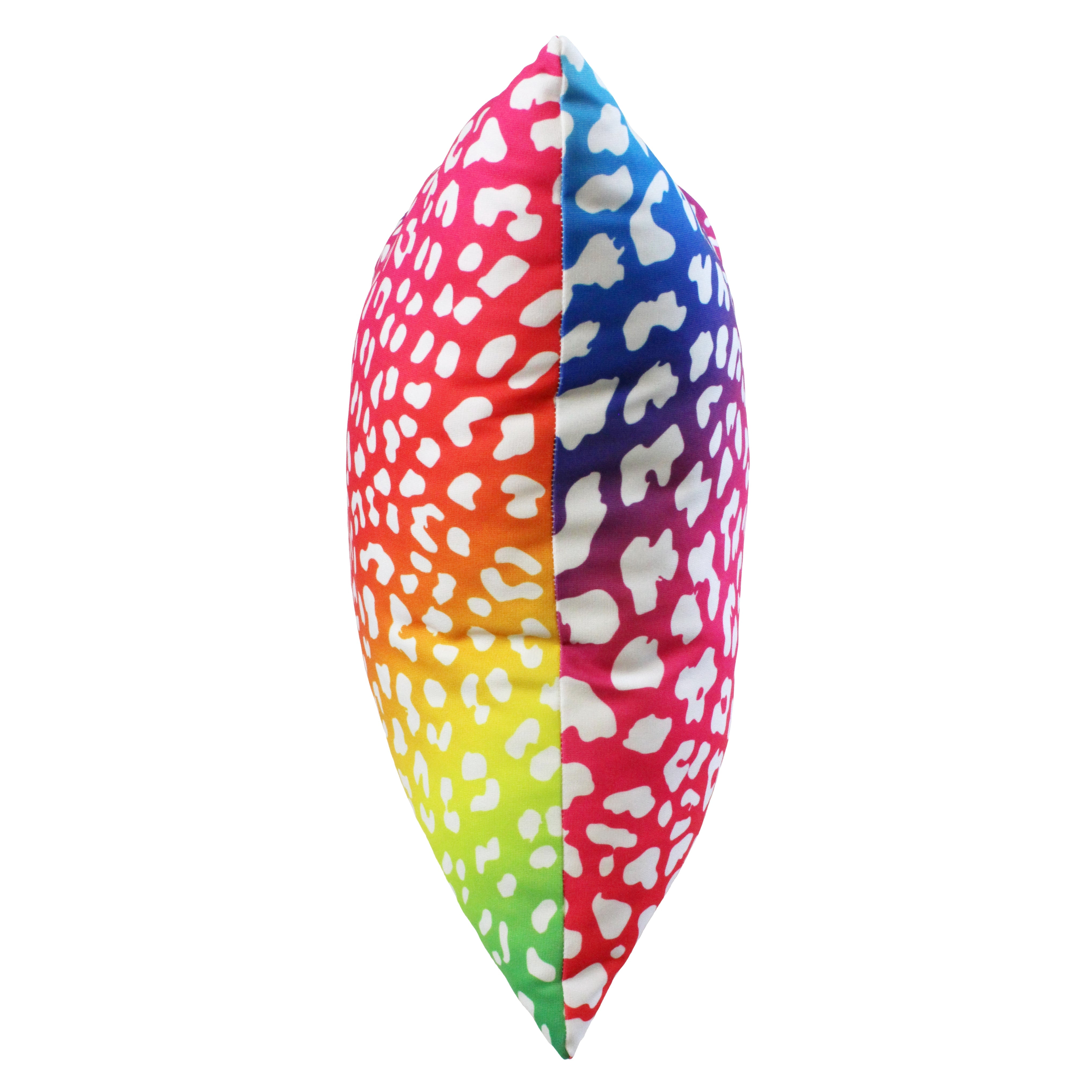 Everything Comfy Leopard Print Decorative Throw Pillow, 16x16 Inch, Rainbow Gradient/White,