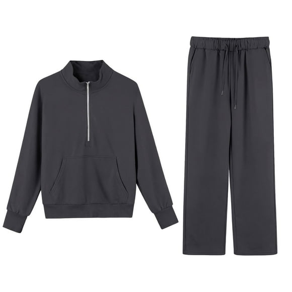 ZJXFGS Automet Hoodie,Hoodie Set for Women,Women's Two Piece Loungewear,Plus Size Two Piece Sets for Women,Airport Outfits for Women 2025,Comfort Sets for Women,Sweat Pant Sets for Women,Dark Gray,M