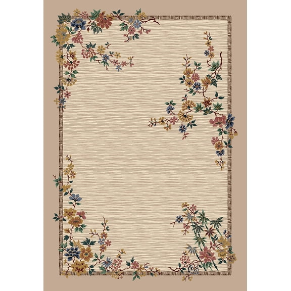 Milliken Signature Area Rug MINDRE' PEARL MIST Mindre' Pearl Mist Petals Bulbs 3' 10" x  5' 4" Oval