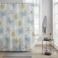 thumbnail image 3 of Ocean Blue Crabs Shower Curtain, Vintage Nautical Sea Yellow Seashell Starfish Waterproof Shower Curtain Set with 12 Hooks Lightweight Bath Curtains Fabric Bathroom Decor 48x72 Inches, 3 of 9