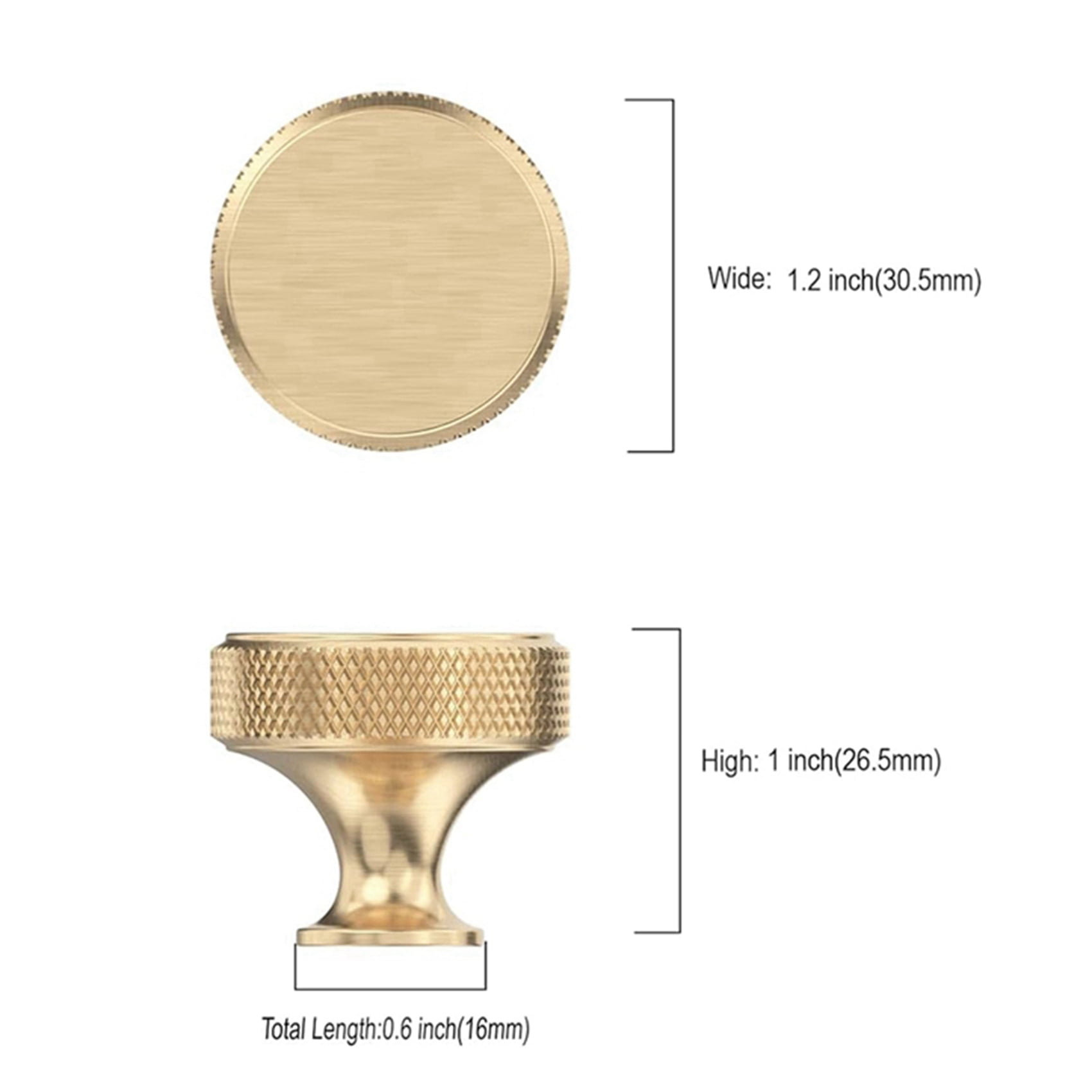 20 Pack 1.2 Inch Brushed Gold Cabinet Knobs Knurled Kitchen Drawer Round Dresser