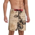 thumbnail image 2 of Kdxio Vintage Rose Botanical Art Print Mens Sleep Shorts Bottoms Soft Comfy Pajama Wear Pants with Drawstring Pockets, 2 of 5