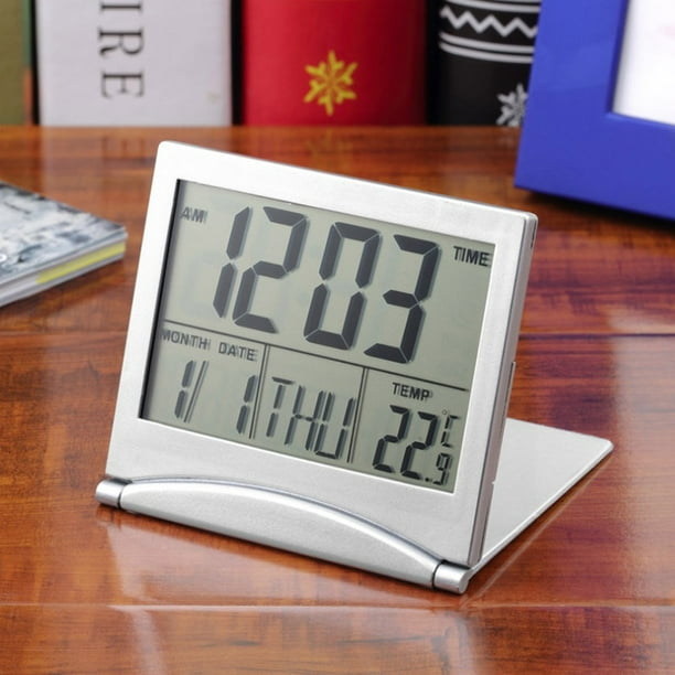 New Foldable LCD Digital Alarm Clock Desk Table Weather Station