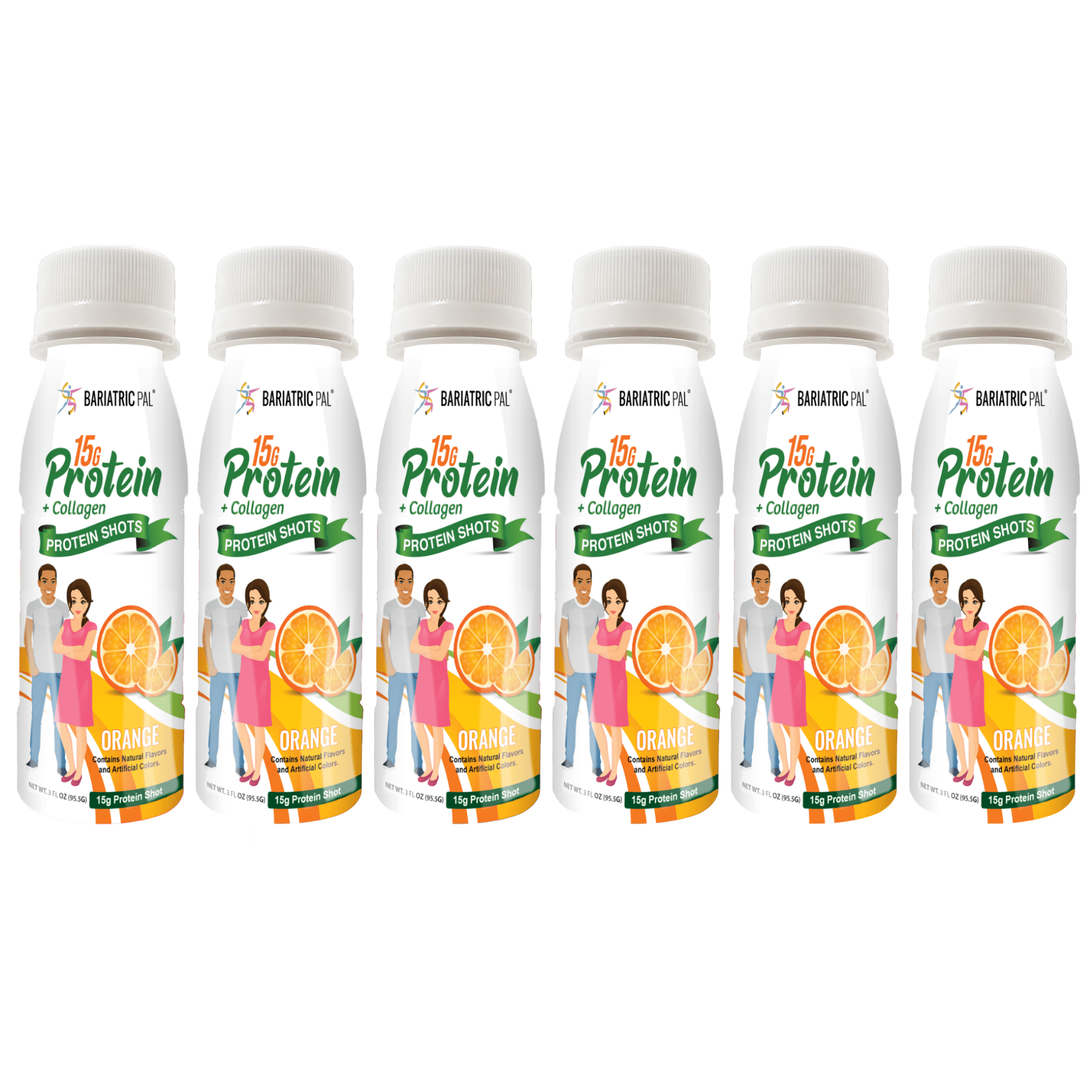BariatricPal 15g Whey & Collagen Complete Protein Shots - Orange (6-Pack)