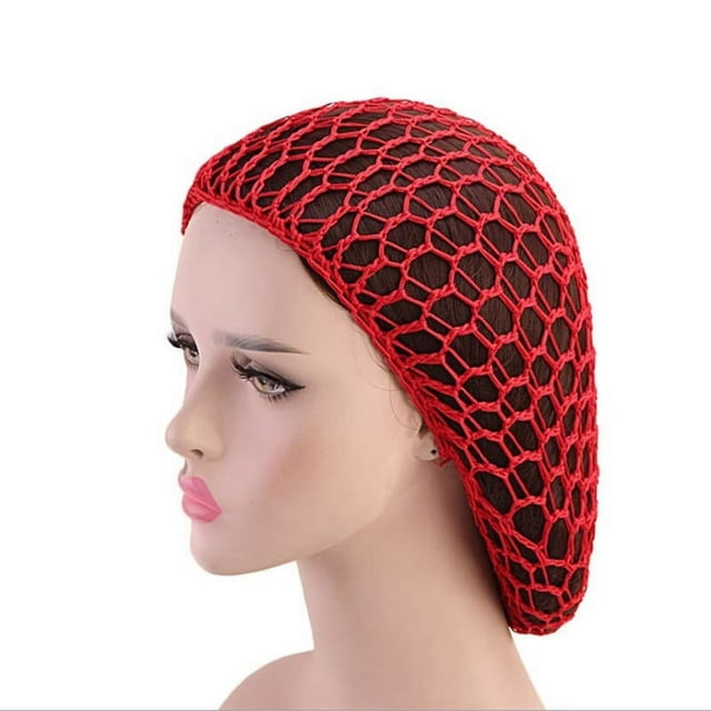 Womens Mesh Hair Net Crochet Cap Solid Color Snood Sleeping Night Cover Turban