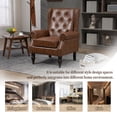 thumbnail image 4 of MOONMISS Mid-Century Leather Upholstered Tufted Nailhead Wood Frame Armchair for Living Room-Brown, 4 of 6