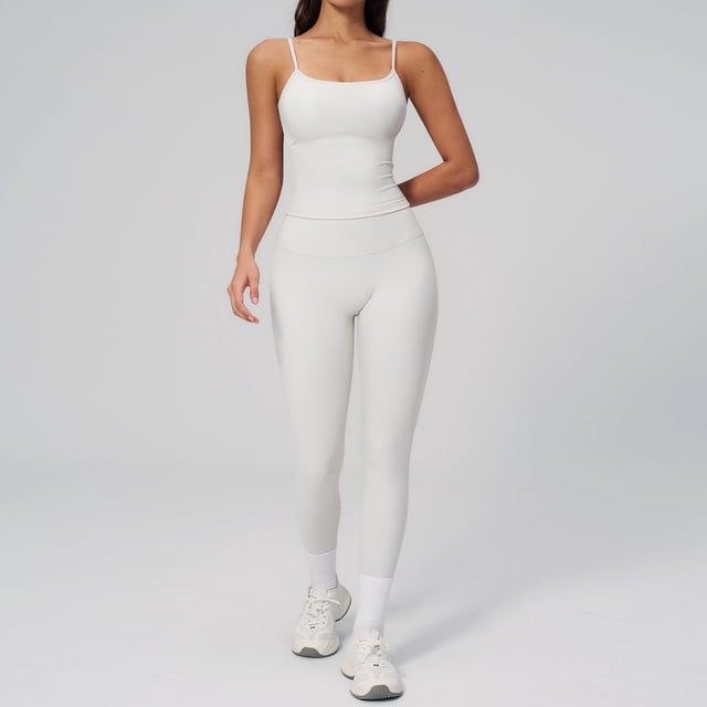 AEXTO Womens Workout Sets Two Piece Tank Top Matching High Waist Leggings Sets Gym Outfits Work Out