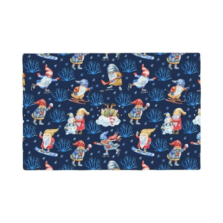 

Table Placemats Set of 4 - Winter old man Playtime 12x18 In Faux Linen Double Heat Resistant Place Mats Cloth Indoor/Outdoor Placemats Washable Table Mats for Dining Kitchen Party