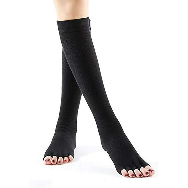 Knee High Toeless Non Slip Long Grip Socks Women, Yoga, Barre