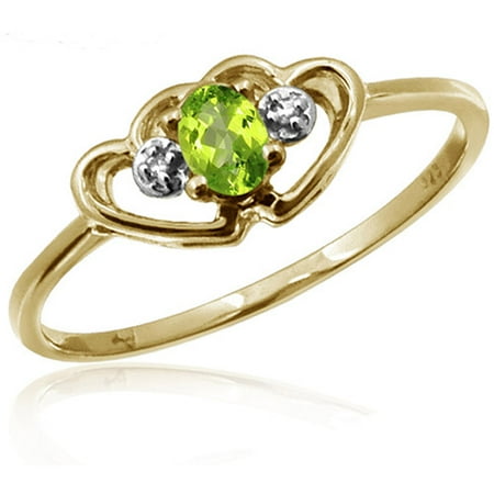 JewelersClub 0.19 Carat T.G.W. Peridot Gemstone and White Diamond Accent Ring