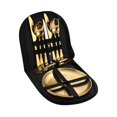 thumbnail image 1 of Bolsa de picnic al aire libre Juego de cubiertos de viaje Juego de cubiertos portátil de acero inoxidable doble (Oro), 1 of 5