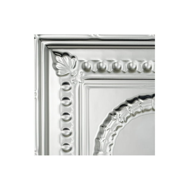 Fasade Easy Installation Rosette Brushed Aluminum Glue Up Ceiling Tile/ Ceiling Panel (12" X 12" Sample)
