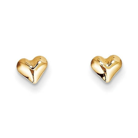 Madi K Childrens 14k Yellow Gold Polished Small Puffed Heart Post Stud Earrings