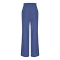 thumbnail image 4 of Fmbrln Womens Straight Leg Pants Casual Button Stretchy Waist Office Business Work Pants Dressy Pants Blue XL, 4 of 5