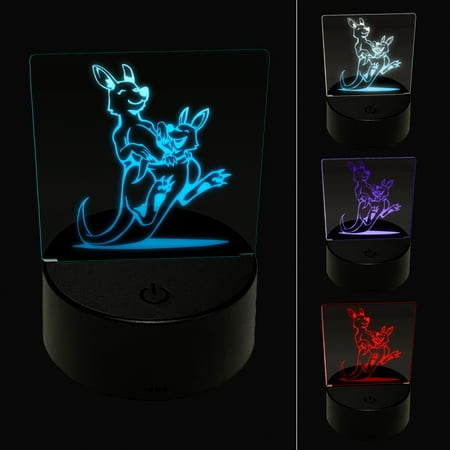 

Mother Kangaroo with Baby Joey in Pouch LED Night Light Sign 3D Illusion Desk Nightstand Lamp