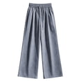thumbnail image 7 of WRFWUL Womens Seersucker Striped Wide Leg Pants Drawstring Elastic Waist Casual Beach Vacation Flowy Trousers with Pockets, 7 of 7