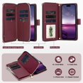 thumbnail image 4 of Quilted Wallet Phone Case with Strap & Stand for Samsung Galaxy S21 5G Zippered Card Holder Red, 4 of 5