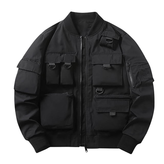 Men's Motorcycle Jacket Heavy-Duty Riding Workwear, Loose Fit Flight Suit Inspired Outdoor Utility Jacket with Multi-Pockets for All-Weather Protection