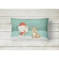 thumbnail image 2 of Carolines Treasures CK2076PW1216 Brown Staffie Snowman Christmas Canvas Fabric Decorative Pillow  12H x16W multicolor, 2 of 3