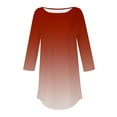 thumbnail image 3 of Scyoekwg 3/4 Sleeve Tops for Women Cewneck Three Quarter Length Sleeve Blouse Gradient Color Graphic Tee Fall Clothes Lightweight Casual Loose Pullover (Red,L), 3 of 4