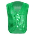 thumbnail image 3 of Sinleey Boys Sequin Dance Vest Jacket Blazer Top Jazz Hip-Hop Stage Performance Costume Green 10-12, 3 of 7