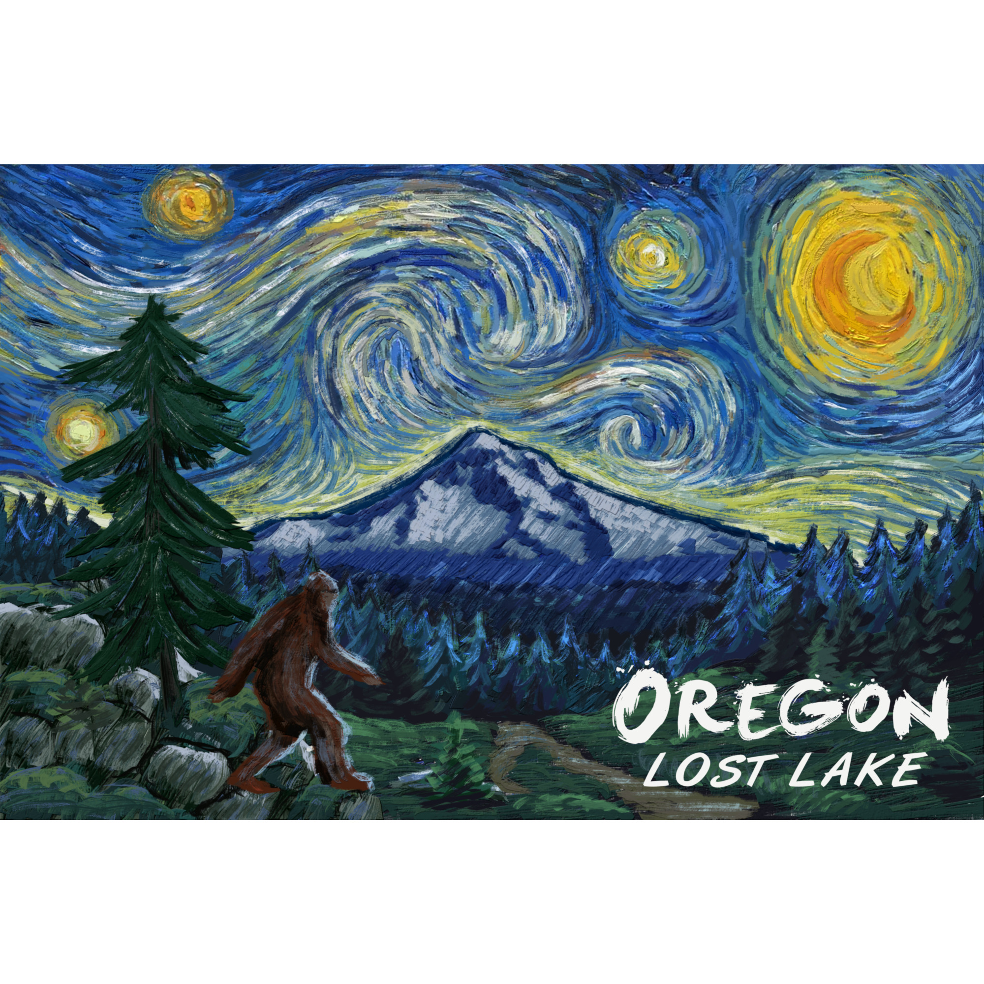 Lost Lake, Oregon, Bigfoot, Mt Hood, Starry Night (1000 Piece Puzzle, Size 19x27, Challenging Jigsaw Puzzle for Adults and Family, Made in USA) - image 4 of 4