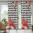 thumbnail image 5 of Outdoor Curtains for Patio Waterproof, Love Heart Valentines Day Outdoor Privacy Panels Grommet, Botanical Eucalyptus Red Black Plaid Blackout Outside Curtains for Porch/Cabana 54"x108", 2 Panels, 5 of 8