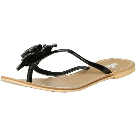 

GCNY Good Choice Womens Flower Fashion Flip Flop Sandals Black. 38
