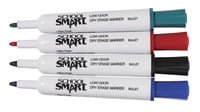 School Smart Low Odor Non-Toxic Dry Erase Marker, Bullet Tip, Assorted, Set of 4