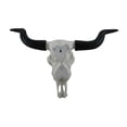 thumbnail image 3 of Zeckos Longhorn and Lace Black & White Filigree Design Hanging Steer Skull Statue, 3 of 4