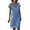 Dark Blue, variant on Womens Cotton Linen V Neck Dresses Solid Short Sleeve Patchwork Lace Trim Knee Length Dresses Casual Loose Midi Dresses Comfy Summer Work Dresses White XXL