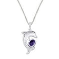 thumbnail image 3 of AFFY Oval Simulated Alexandrite & White,Black Cubic Zirconia Dolphin Pendant Necklace 14k White Gold Over Sterling Silver 18" Chain, 3 of 3