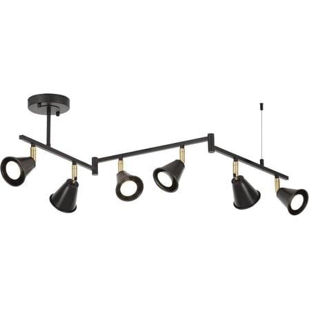KEESFU 46 In 6-Light Black Pendant Head Integrated LED Corded Electric Adjustable Flexible Arm Track Lighting Sets