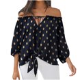thumbnail image 1 of Tops Para Mujer Con Hombros Descubiertos, Camiseta Informal Con Estampado de Media Manga Y Hombros Descubiertos Odeerbi ODB159519, 1 of 8
