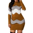 thumbnail image 1 of Vestido de manga larga con cuello alto para mujer, minivestido de punto acanalado, informal, elegante, cálido, otoño e invierno, 2022, 1 of 7