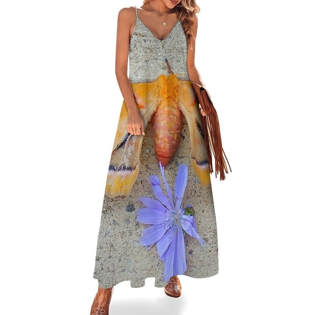 Vestido sin mangas de polilla y achicoria vestido de noche de mujer 2024 Vestido de dama de honor mujer