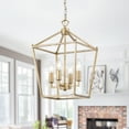 thumbnail image 3 of Warehouse of Tiffany Buelex 4 Light 16 inch 12 inch Satin Gold Lamp Post Lantern Style Iron Chandelier, 3 of 5