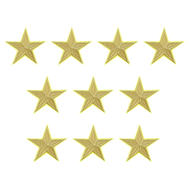 5 Parches de estrella para planchar, parches bordados para coser, adornos para ropa y chaquetas, dorado 10 piezas