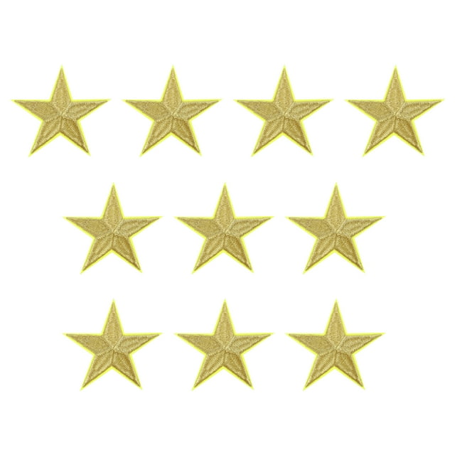 5 Parches de estrella para planchar, parches bordados para coser, adornos para ropa y chaquetas, dorado 10 piezas