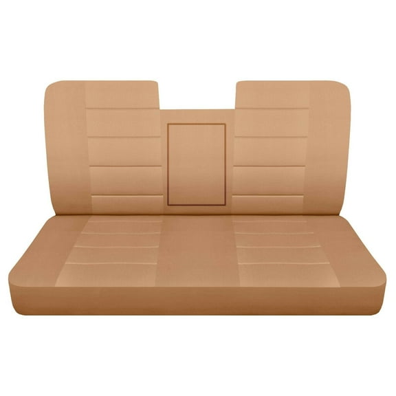 Fits 1987-1991 Ford F150 Cotton Seat Covers (Bench w/open Armrest Molded HR):Solid Tan