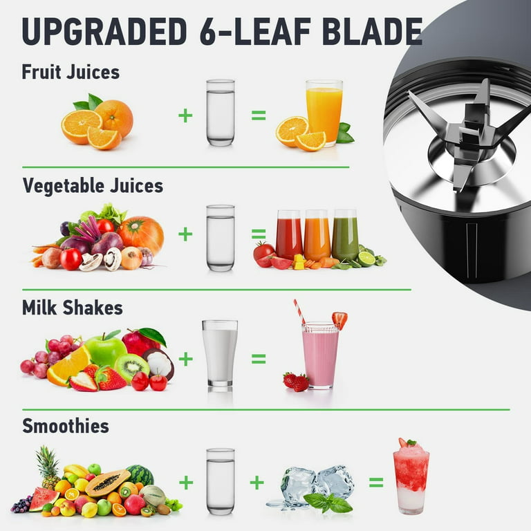 Blender for Shakes and Smoothies, 850W Personal Blender Smoothie Maker, 17  Pieces Countertop Blenders for Kitchen with 6-Edge Blade, Smoothie Blender