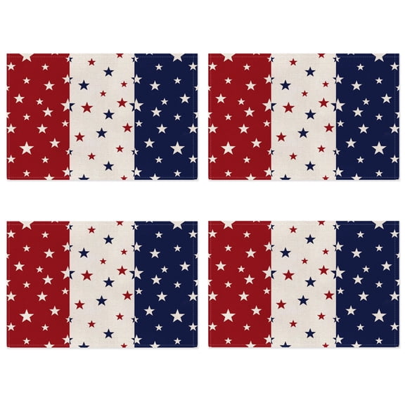Yhmxh Memorial Day Placemat Set of 4 Patriotic Freedom Stars Place Mats 4th of July Veterans Linen Table Mats Independence Day Holiday Table Placemats for Indoor Outdoor Party Dining