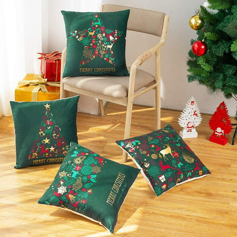 Green Christmas Tree Velvet Pillow Cover, Shabby Cottage Chic Holiday  Decor, Farmhouse Kitcsh.