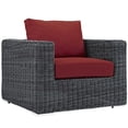 thumbnail image 5 of Modern Contemporary Urban Design Outdoor Patio Balcony Garden Furniture Lounge Sectional Sofa Set, Sunbrella Rattan Wicker, Grey Red, 5 of 6