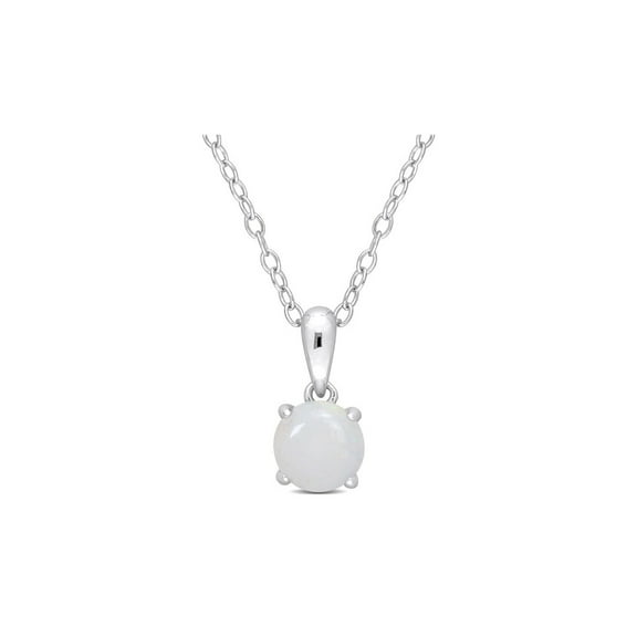 3/5 Carat (Ctw) Opal Solitaire Pendant Necklace in Sterling Silver with Chain for Women