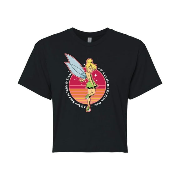 Disney - Peter Pan - Tinkerbell - A Little Bit of Pixie Dust - Juniors Cropped Cotton Blend T-Shirt