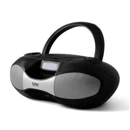 Tyler TAU104-BK Portable Boombox MP3/CD Stereo Player with Dual USB Ports (Black)