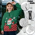 thumbnail image 6 of COEQINE Youth Girls Sweatshirt Pullover, Quarter Zip Long Sleeve Loose Fit Sweatshirt Tops, Soft Polyester Fall Outfits with Collar for Ages 7-8, Snowman Polka Dot Green Red, 6 of 7